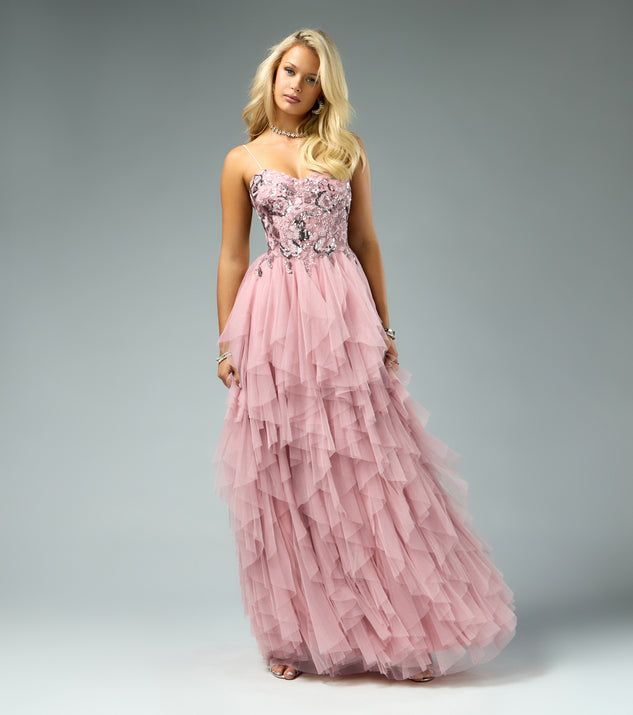 Windsor Amara Sequin Tulle Floral A-Line Gown