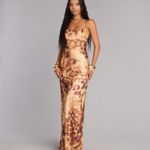 Windsor Amina Chiffon Leopard Formal Dress