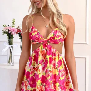 BB Exclusive Amorgos Yellow Floral Pop Mini Dress Amorgos Yellow Floral Pop Mini Dress