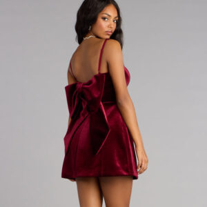 Windsor Analeah Woven Velvet Bow Mini Dress Analeah Woven Velvet Bow Mini Dress