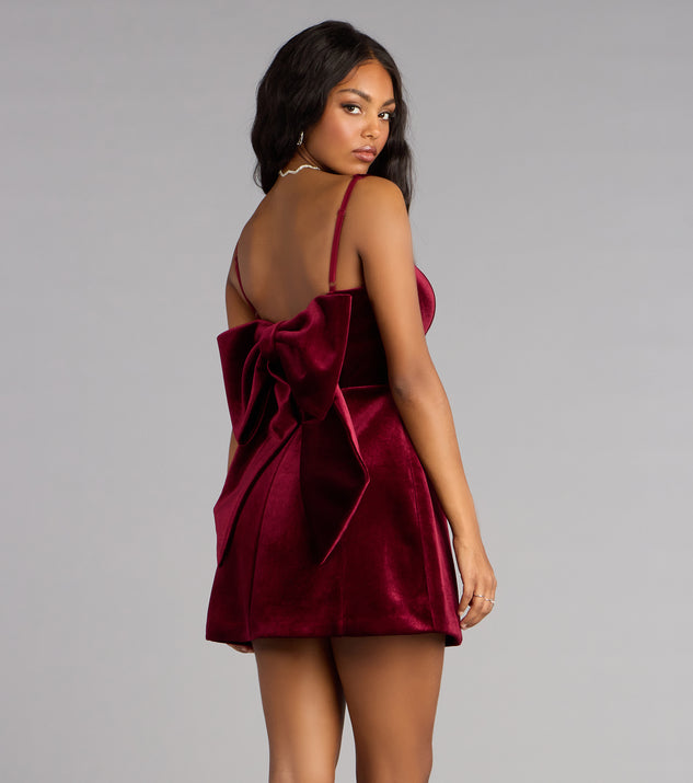 Windsor Analeah Woven Velvet Bow Mini Dress