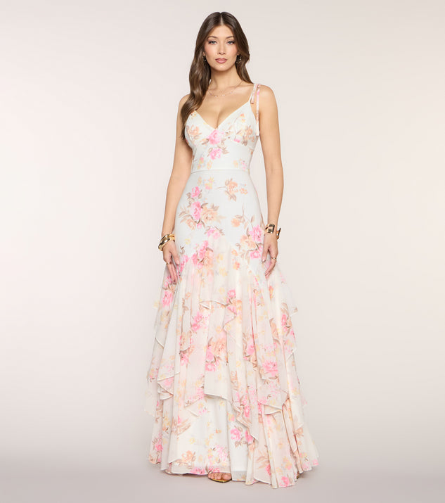 Windsor Anastasia Floral Chiffon A-Line Formal Dress