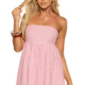 Anderson Red Stripe Strapless Mini Dress