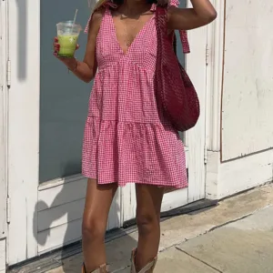 Angel Girl Red Gingham Mini Dress