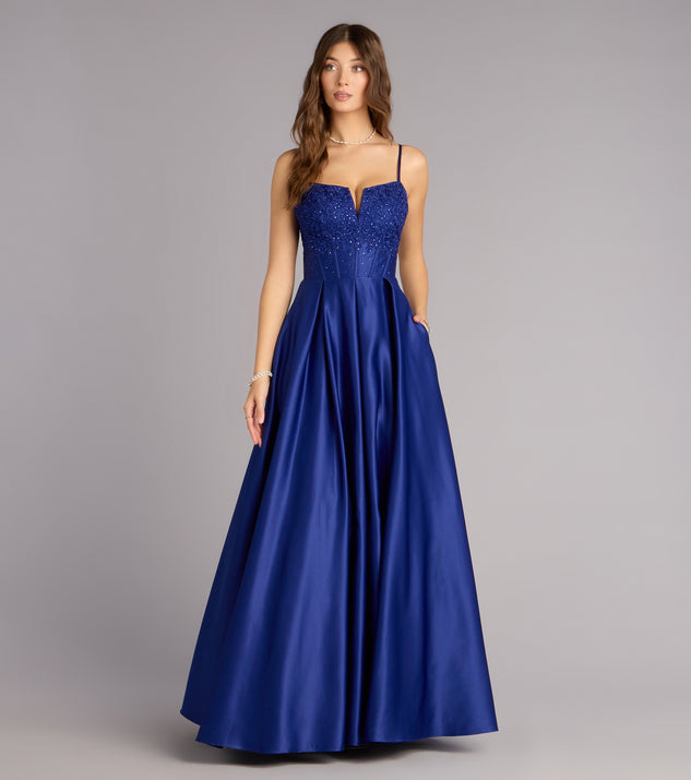 Windsor Annalise Floral Embroidered Satin Gown