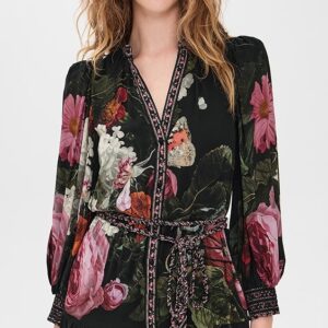 alice + olivia Antonette Long Sleeve Button Front Mini Dress