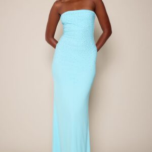 Aqua Hotfix Bandeau Maxi Dress