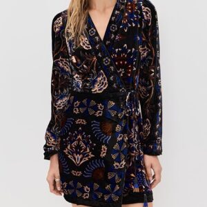 FARM Rio Arabesque Mix Scarves Black Wrap Mini Dress Arabesque Mix Scarves Black Wrap Mini Dress