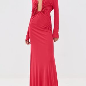 Christopher Esber Arced Palm Strapless Shawl Gown