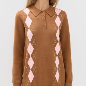 English Factory Argyle Polo Knit Dress