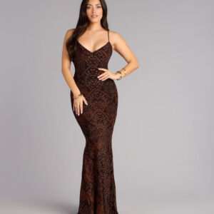 Windsor Arli Snake Velvet Burnout Mermaid Dress Arli Snake Velvet Burnout Mermaid Dress