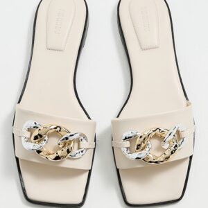 SIMKHAI Arlo Chain Leather Flat Slides