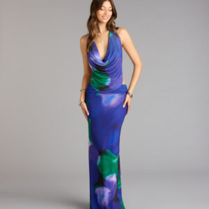 Windsor Artful Drama Floral Open Back Maxi Dress