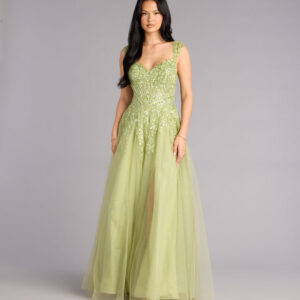 Ashley Applique Lace-Up Tulle Ball Gown