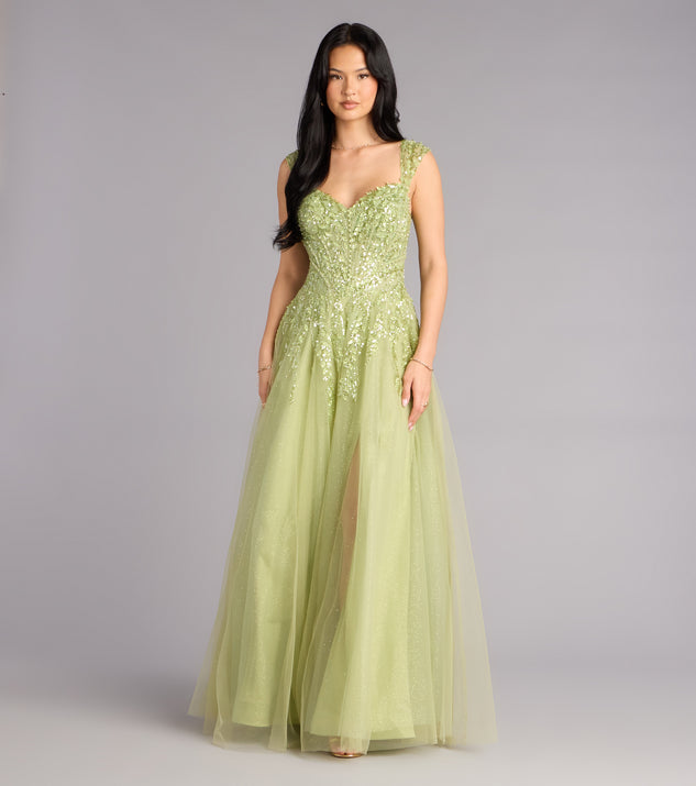 Windsor Ashley Applique Lace-Up Tulle Ball Gown