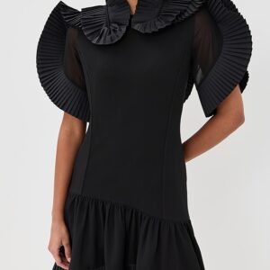 Asymmetric Pleated Georgette Dress