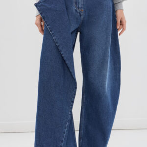 A.W.A.K.E. MODE Asymmetric Volumonous Pleated Jeans