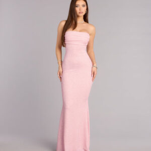 Audrina Glitter Strapless Mermaid Formal Dress