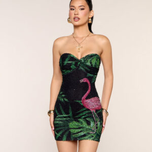 Windsor Ava Tropical Beaded Mesh Mini Dress Ava Tropical Beaded Mesh Mini Dress