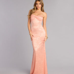 Averie Floral Lace Strapless Mermaid Dress