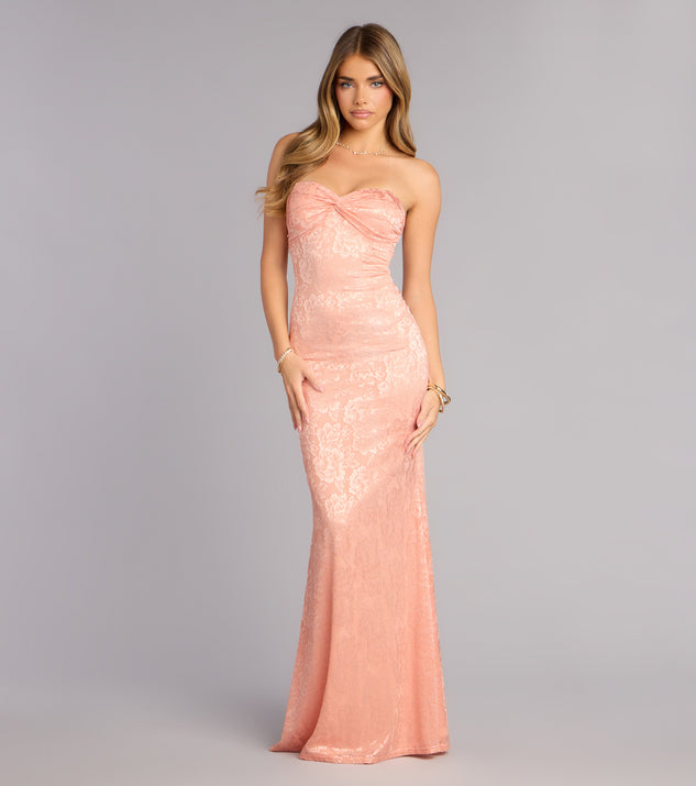 Windsor Averie Floral Lace Strapless Mermaid Dress