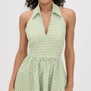 CAROLINE CONSTAS Aya Open Back Collared Mini Dress