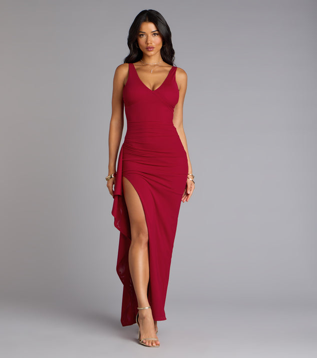 Windsor Ayden Ruffle High Slit Mermaid Dress