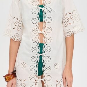 Sea Babette Eyelet Tie Front Swim Coverup