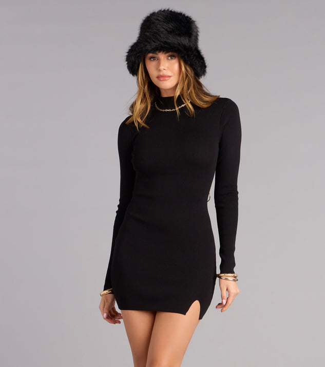 Windsor Back To Bold Mock Neck Mini Dress