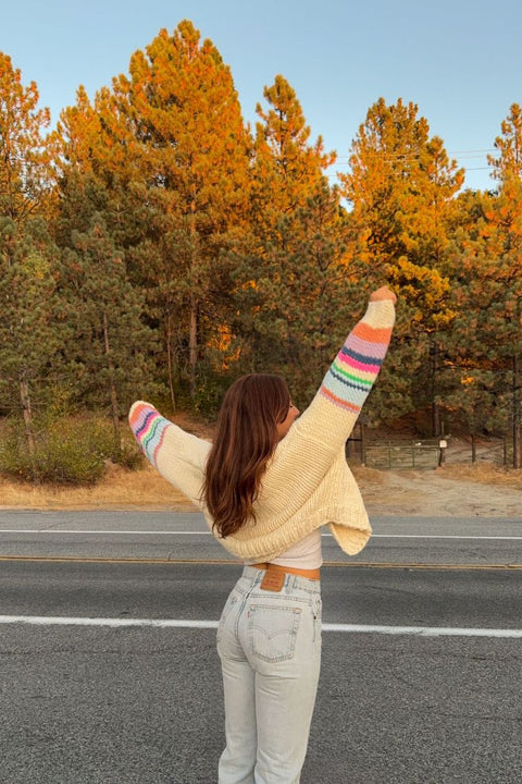 BB Exclusive Bad Habits Cream Multi Knit Cardigan