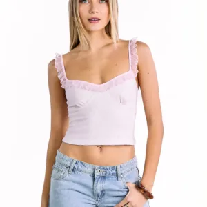BB Exclusive Bambi Pink and White Polka Dot Frill Top Bambi Pink and White Polka Dot Frill Top