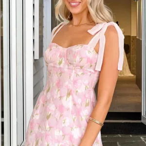 Bambi Pink Floral Mini Dress
