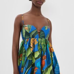 FARM Rio Banana Grapes Blue Sleeveless Mini Dress Banana Grapes Blue Sleeveless Mini Dress