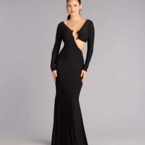 Barbara Long Sleeve Cutout Formal Dress