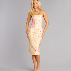 Bare It Beautiful Floral Tube Midi Dress