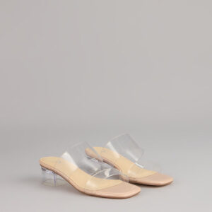 Barely There Plans Clear Strap Block Heels