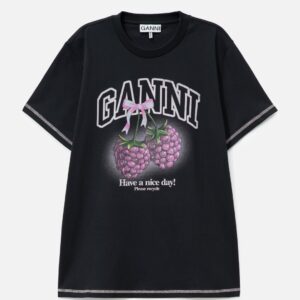 Ganni BASIC COTTON JERSEY RASPBERRY PRINT