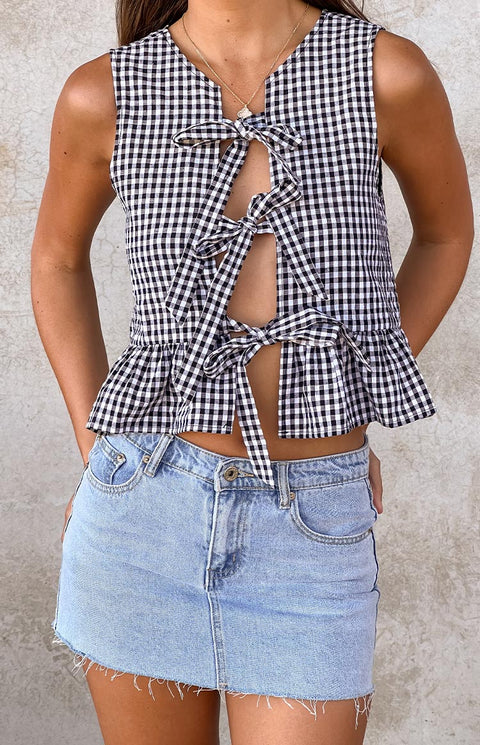 BB Exclusive Baxter Black Gingham Top