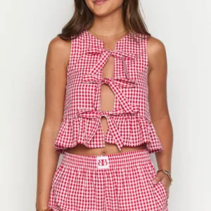 Baxter Red Gingham Top