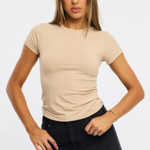 Beige T-shirt Cap Sleeve Supersoft