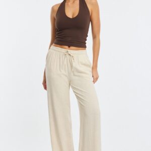 Beige Wide Leg Pants