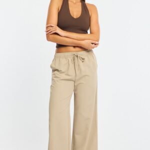 Ally Fashion Beige Wide Leg Pants Elasticated Waist