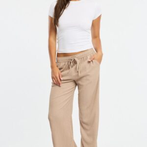Ally Fashion Beige Wide Leg Pants Elasticated Waist