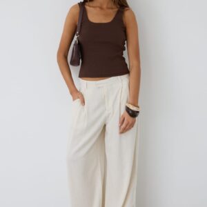 Ally Fashion Beige Wide Leg Pants Mid Rise Beige Wide Leg Pants Mid Rise