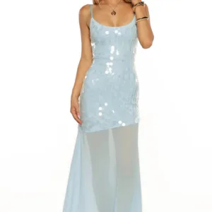 BB Exclusive Belinda Light Blue Sequin Maxi Dress Belinda Light Blue Sequin Maxi Dress