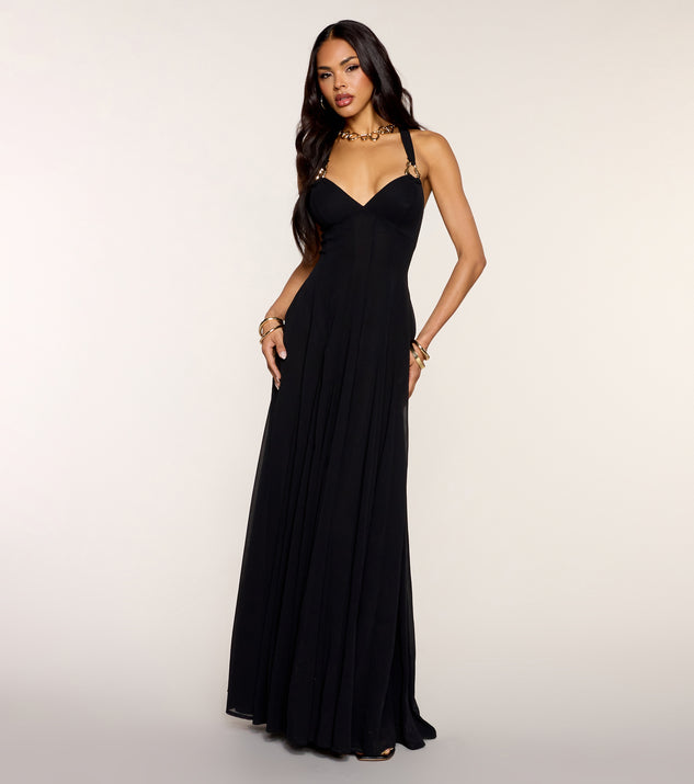 Windsor Bella Chiffon Lace-Up Formal Dress
