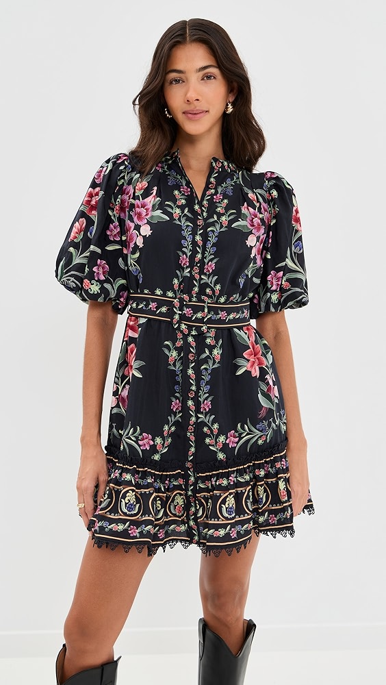 FARM Rio Belle Garden Black Mini Dress