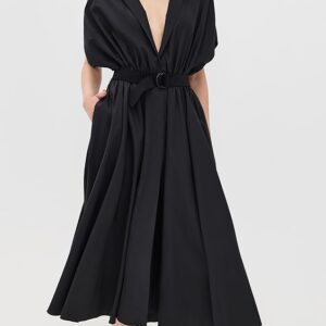 Belted Flared Midi Shirt Dress