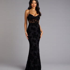 Windsor Bethany Lace-Up Mesh Mermaid Formal Dress Bethany Lace-Up Mesh Mermaid Formal Dress