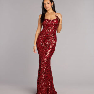 Windsor Betty Sequin Strappy Mermaid Formal Dress